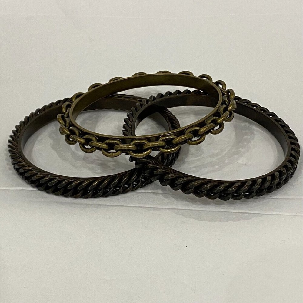 Miriam Haskell Bronze Goldtone Chain Bangle Brace… - image 6